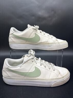 Nike Shoes Womens Size 8.5 White Leather Low Top Sneakers Green DH3161-002